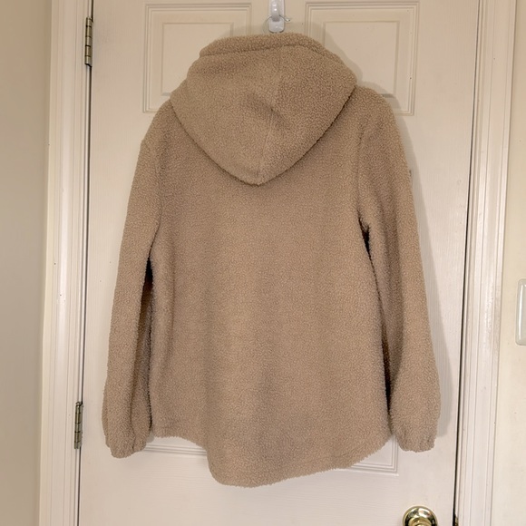 LOFT Fleece 1/4 Zipper Hoodie Camel Color Size Large - Picture 6 of 7